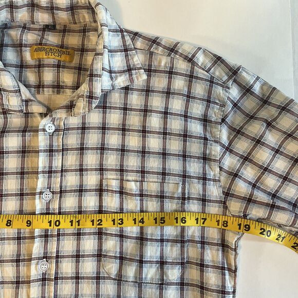 Vintage Abercrombie & Fitch Shirt Boys XL White Red Plaid Long Sleeve Rare Tag - Picture 6 of 11